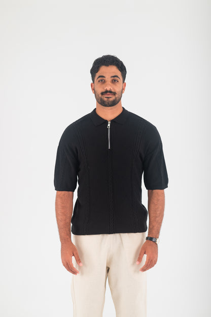 KNITTED T-SHIRT BLACK