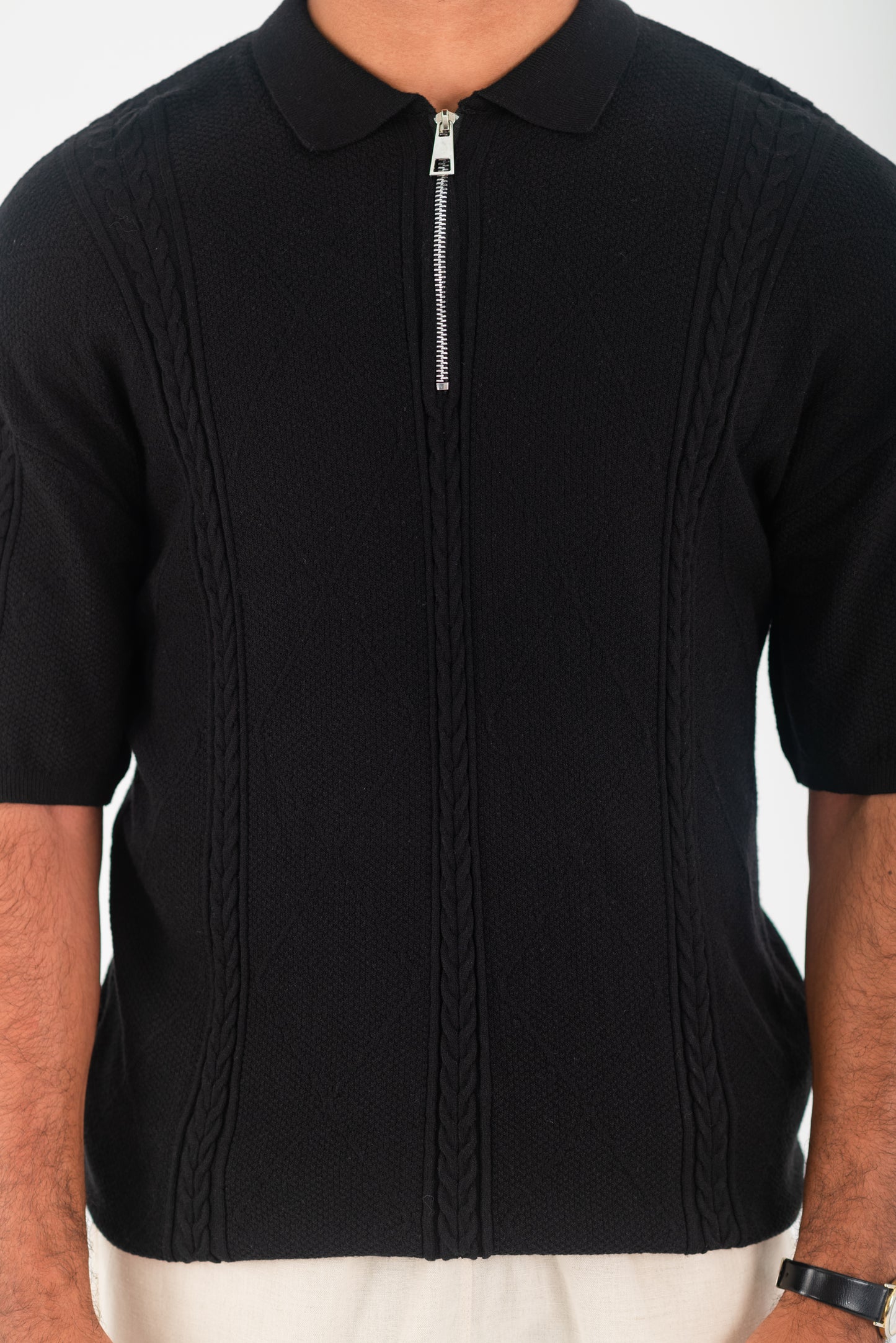 KNITTED T-SHIRT BLACK