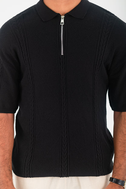 KNITTED T-SHIRT BLACK