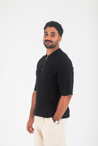 KNITTED T-SHIRT BLACK