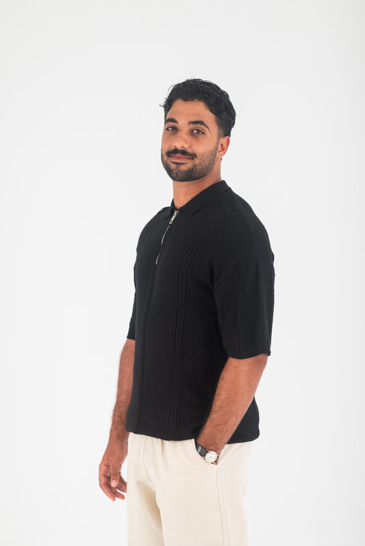 KNITTED T-SHIRT BLACK
